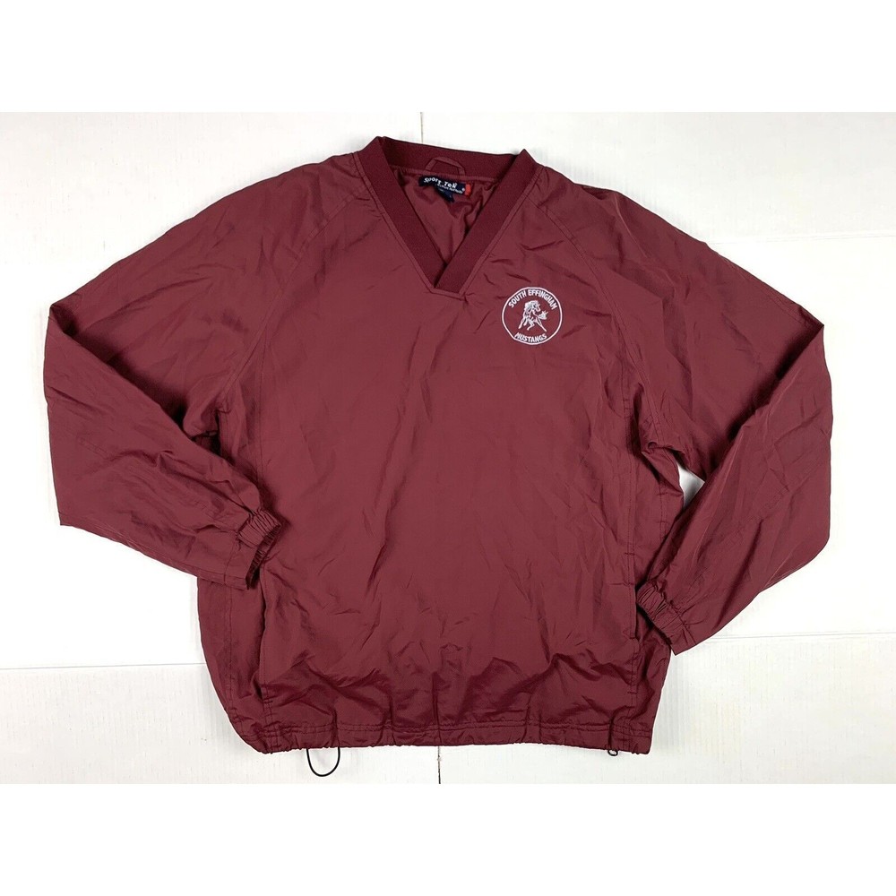 Sport Tek Windbreaker Mens M Pullover Burgundy Jacket Zip Side Pockets Lined